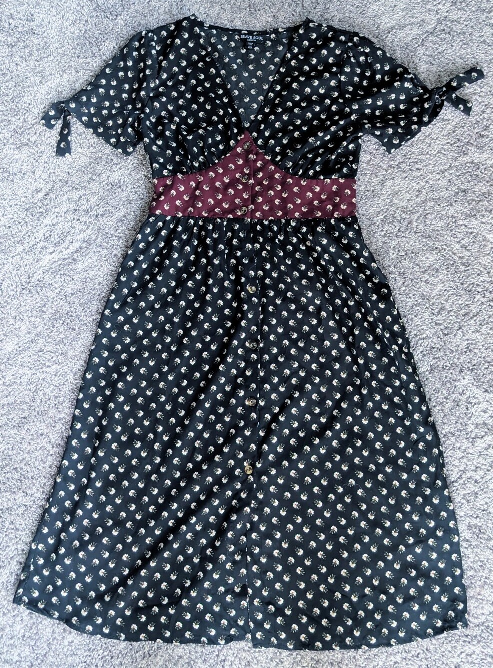 Brave Soul Black Floral Corset Midi Dress